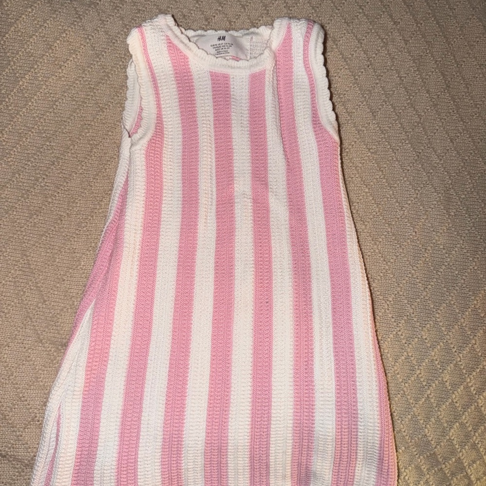 H&M Pink and White Striped Knit Tank Dress